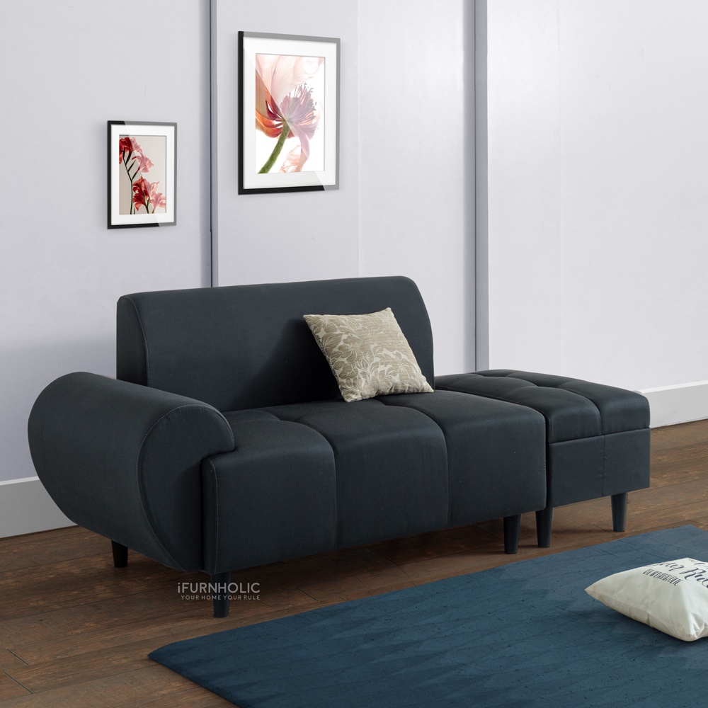 IFURNHOLIC Alice Sofa 2 Dududukan + Ottoman | Sofa L Minimalis | Kursi Tamu L Sofa Penyimpanan