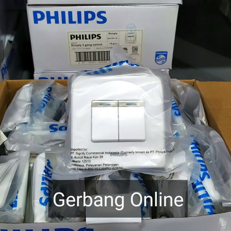 PHILIPS Saklar Engkel Double Inbow Saklar Lampu Seri Satu Tombol Tanam IB Philip