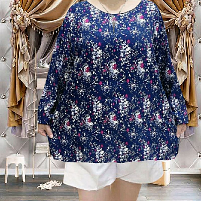 atasan jumbo lengan panjang wanita LD 137 CM JUMBO BIG SIZE baju wanita jumbo lengan/tangan panjang bahan rayon good quality