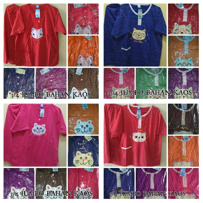 BABYDOLL 3/4 JUMBO XXL BAHAN KAOS/ BAJU TIDUR SETELAN MURAH