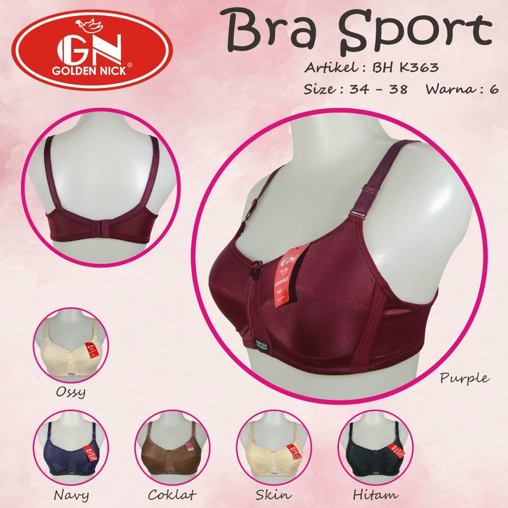 GOLDEN NICK | BH BRA Sport Bh busa tipis tanpa Kawat Golden Nick Art K363