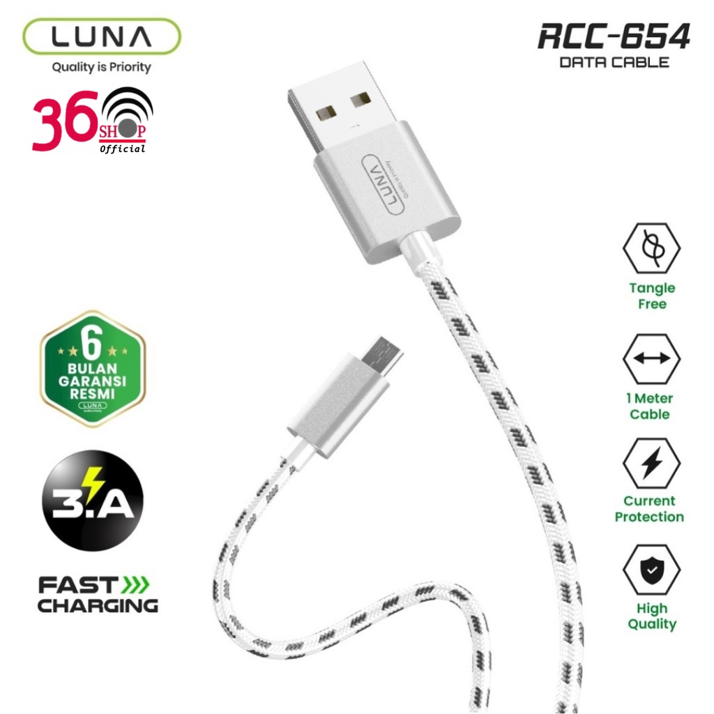 Luna Kabel Data Micro USB - Type C RCB-654 Fast Charging 2.4A Anti Kusut