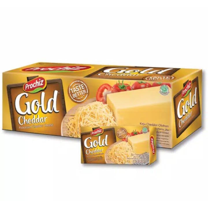 

Aneka Snack Keju Prochiz Gold Cheddar Taste Better Kemasan 170 gram / Keju / Mentega