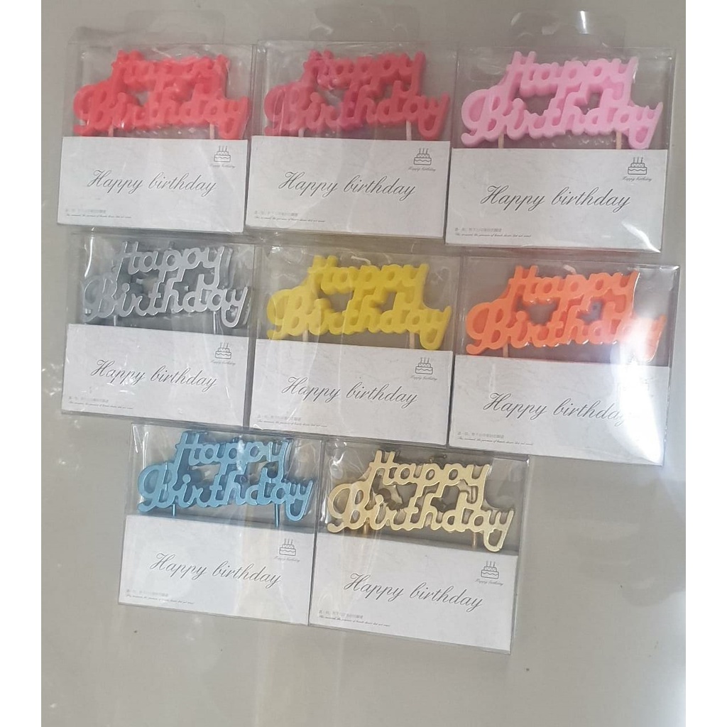 Lilin Ulang Tahun Candle Tulisan Happy Birthday Ultah Set Warna w/Mix