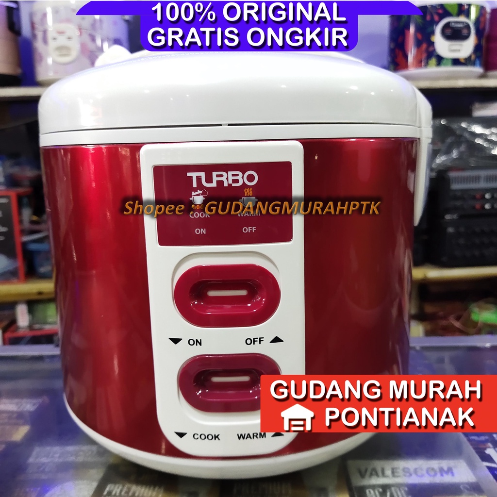 Ricecooker Turbo 2 TOMBOL MEMASAK dan MEnghangatkan ada ON OFF New Design Rice Cooker CRL1181 / Penanak Nasi Baru 1.8L Red / Merah Penanak nasi