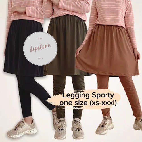 HIJTAB Legging + Rok Sport Set Utk Olahraga Yoga Bersepeda Lari Senam 9-01621