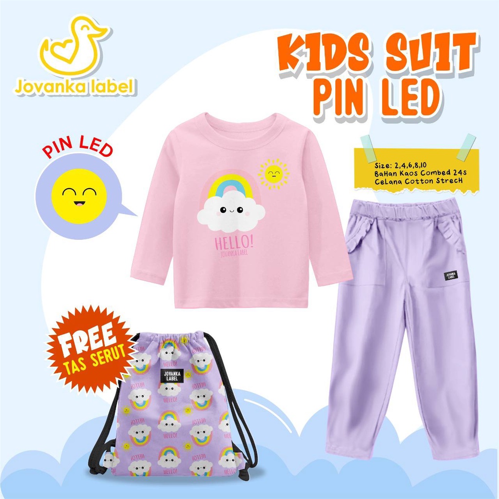 Set Kids Suit Pin Led Jovanka Free Tas Serut