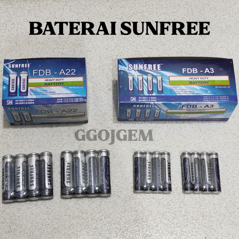 BATERAI A2 A3 SUNFREE HEAVY DUTY ( AA / AAA ) / Batere Batre Jam Remot TV Senter Mic DLL