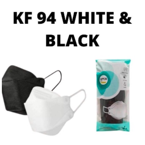 Masker KF94 4ply isi 10pcs Hitam Putih Masker Medis Masker Wajah Anti Debu Masker Anak Masker Dewasa Maker Anti Asap Masker Pelindung Wajah Dari Percikan Debu Masker Pelindung Muka