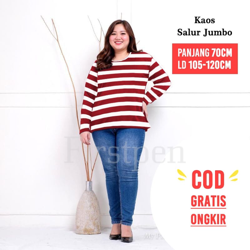 Kaos Salur Jumbo Warna Lengan Panjang
