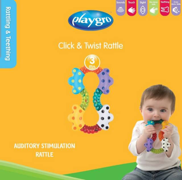 Playgro Click &amp; Twist Rattle - Mainan bayi