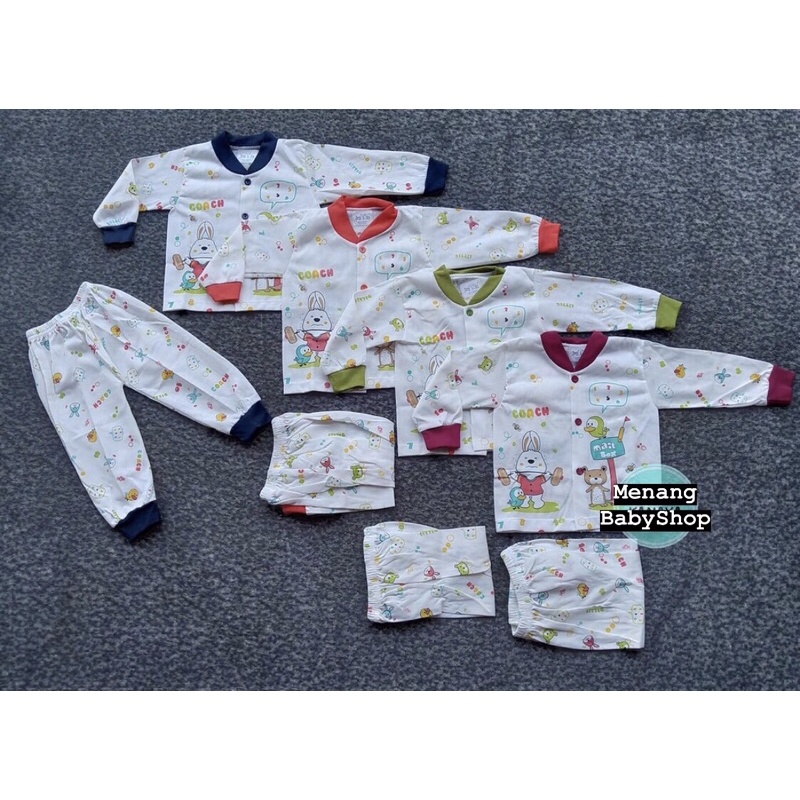 Setelan Baju Bayi Tralala 801 PAKAIAN BAJU Piyama Bayi Panjang Kancing RIB  KECIL Size 6-12 Bulan