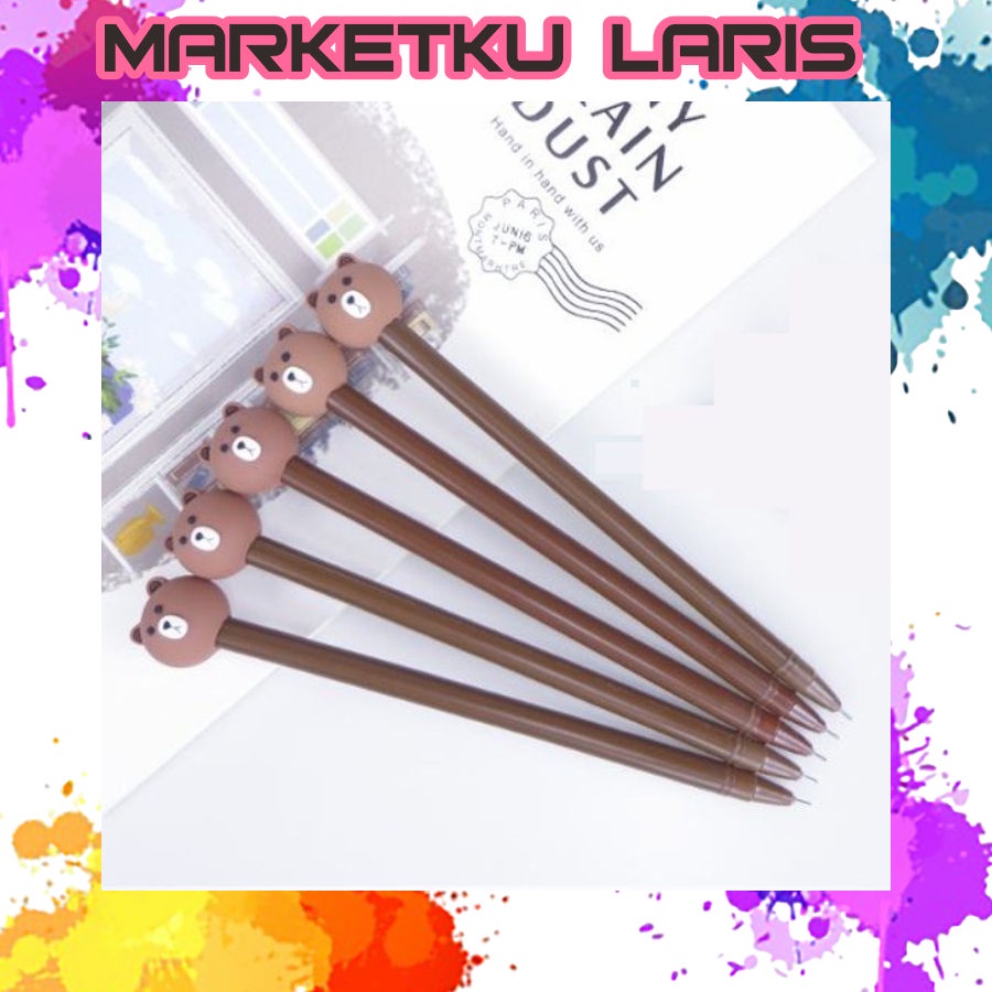 

MKL R077 Pulpen Karakter Lucu Model Brown Cute Tinta Gel Black Pena