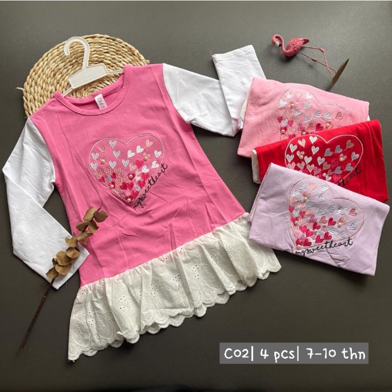 (GROSIR isi 4 pcs @59rb) C01 / C02 / C03 / C04 atasan tangan panjang anak cewek / blouse anak cewek 