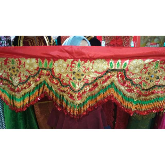 Ondas tirai pelaminan bordir tebal