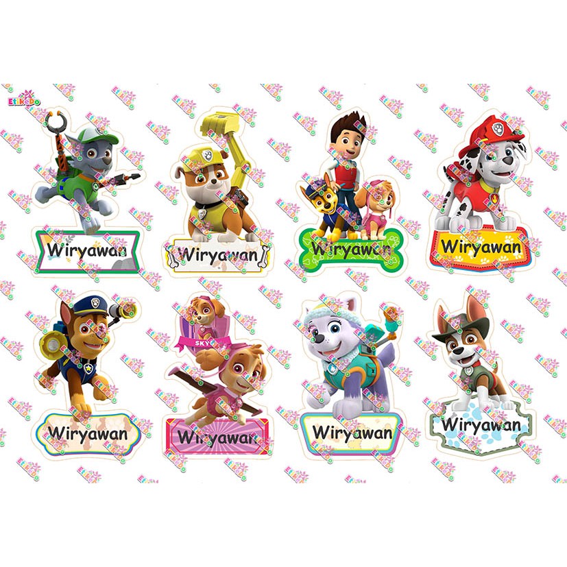 

LABEL NAMA PAW PATROL 32 STIKER - ANTI AIR/ROBEK/LUNTUR-1 Nama PP1XL1