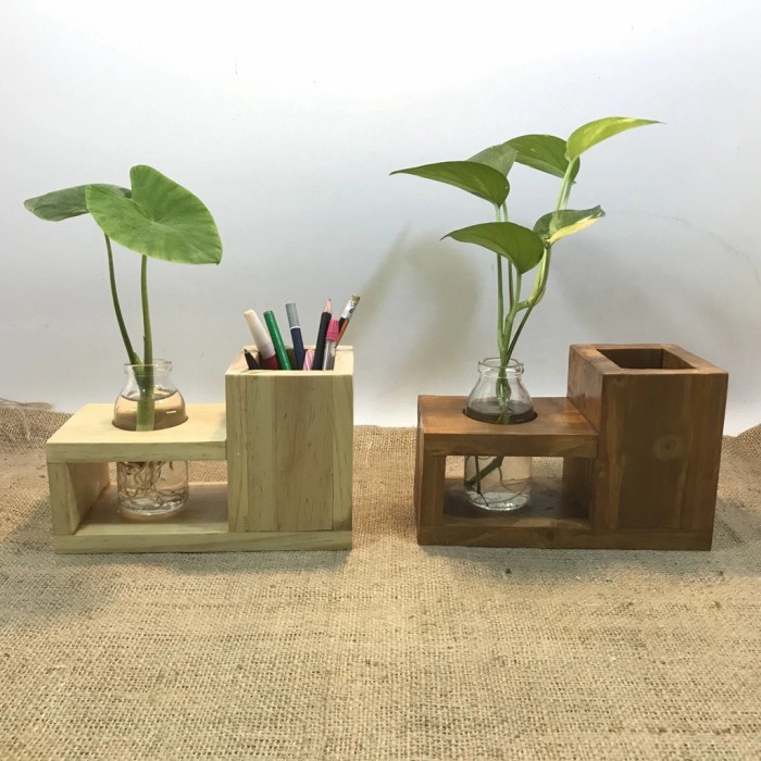 

Mudah 0Wooden Vase + Stationary Holder - Pot Kayu - Kotak Pensil Kayu - Promo