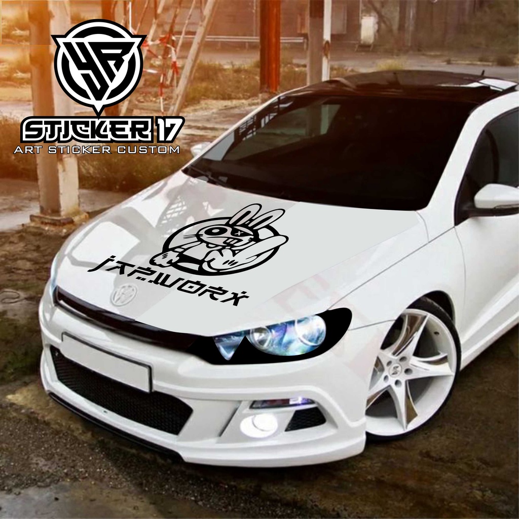 cutting sticker kap mesin mobil gambar