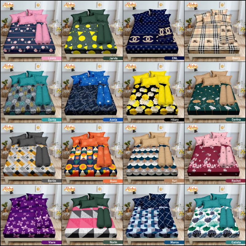 Sprei King B2 UK 180x200 Bantal 2 Guling 2 - Motif Bunga Abstrak Kotak