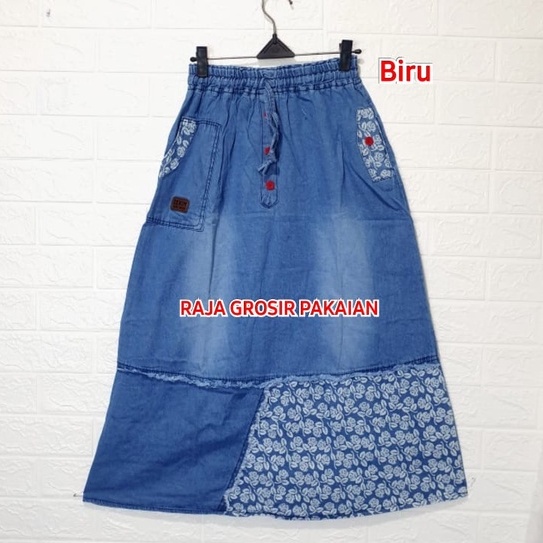 Rok Jeans  Anak Kombinasi Sablon Bunga Usia 4-14 Tahun / Rok Jeans Anak Premium