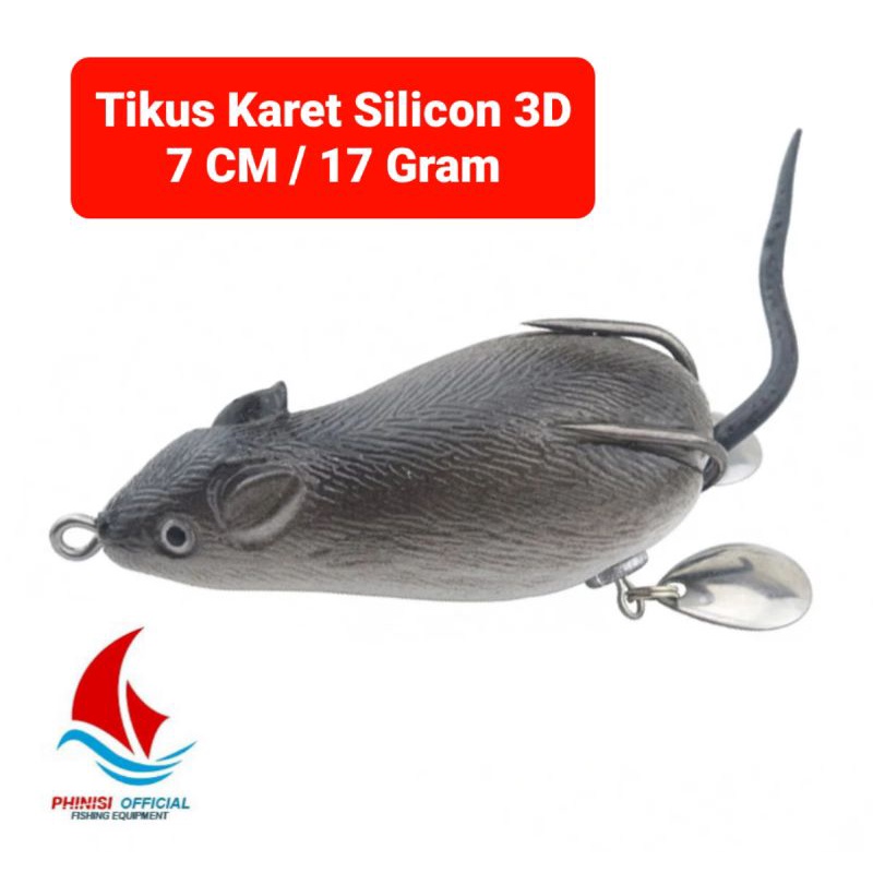 Phinisi Umpan Tiruan Tikus 3D bahan karet silicon ukuran 7 cm / 17 gram