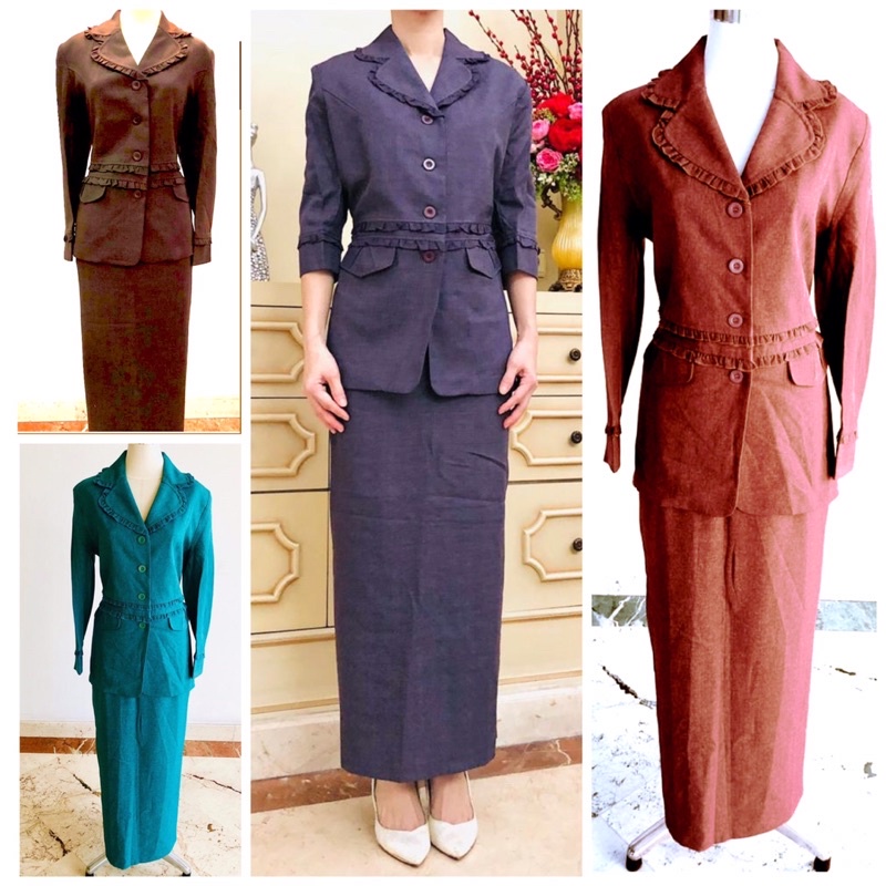 Setelan Blazer Wanita Muslim . Setelan blazer wanita rok panjang. Set blazer wanita Muslimah. Setela