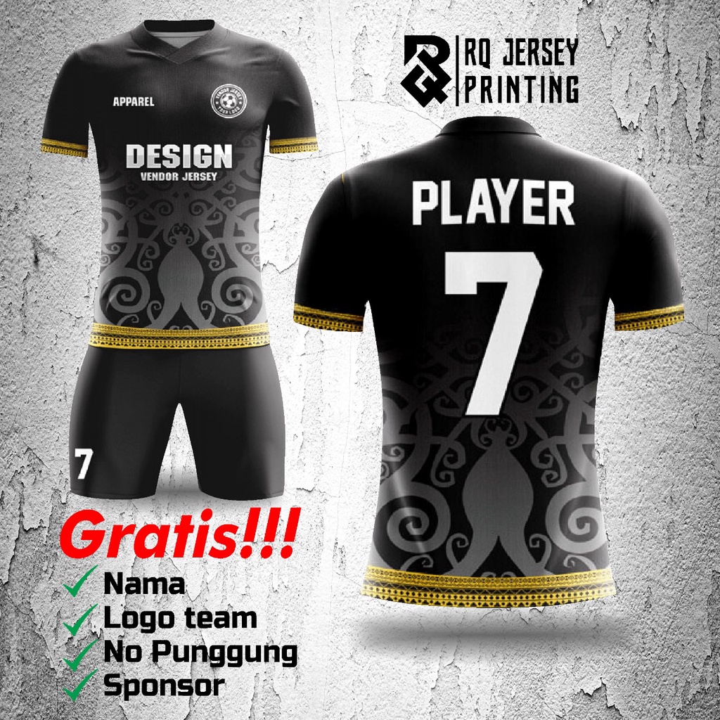 jerseyBIKIN 5 GRATIS 1  stelan BAJU+CELANA jersey bola/futsal custom nama,logo,nomor dll fullprint