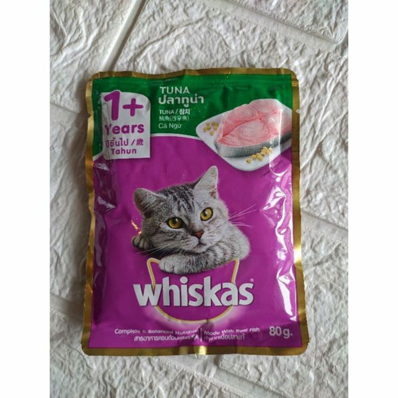 Whiskas Adult Tuna Puoch 1+ (85gr) Makanan Kucing Basah