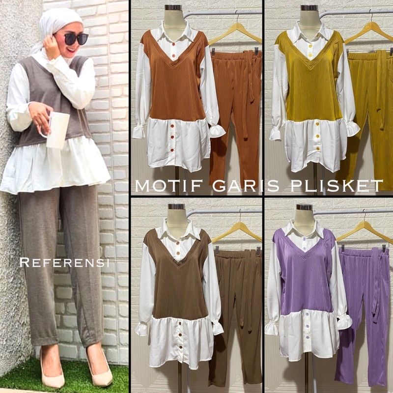 SET VIVIAN SETCEL SHAKILA JUMBO MOTIF POLOS MURAH