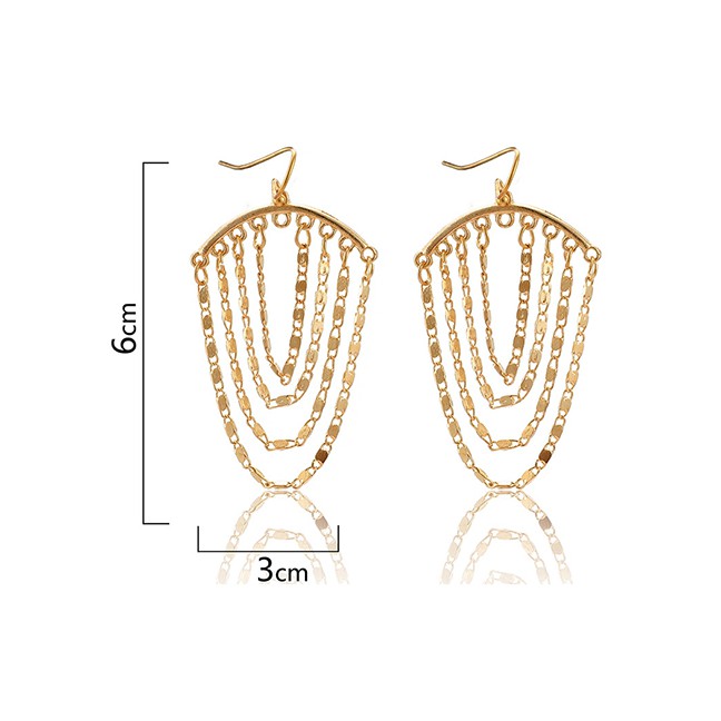 LRC Anting Gantung Fashion Golden Chain Tassel Earrings D91340