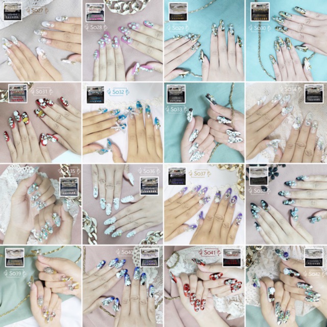 [PREMIUM] 24pcs Kuku Palsu 3D Nikah Wedding Stiletto False Fake Nails Nail Art Nailart Pengantin - 2