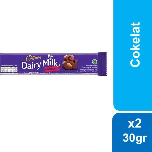 

(PROMO) .<!>. 249ZTN Cadbury Fruit & Nut 30Gr - 2pcs