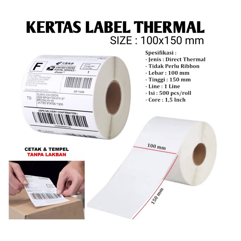 Kertas Thermal / Thermal Label / Kertas Barcode / 100mm x 150mm