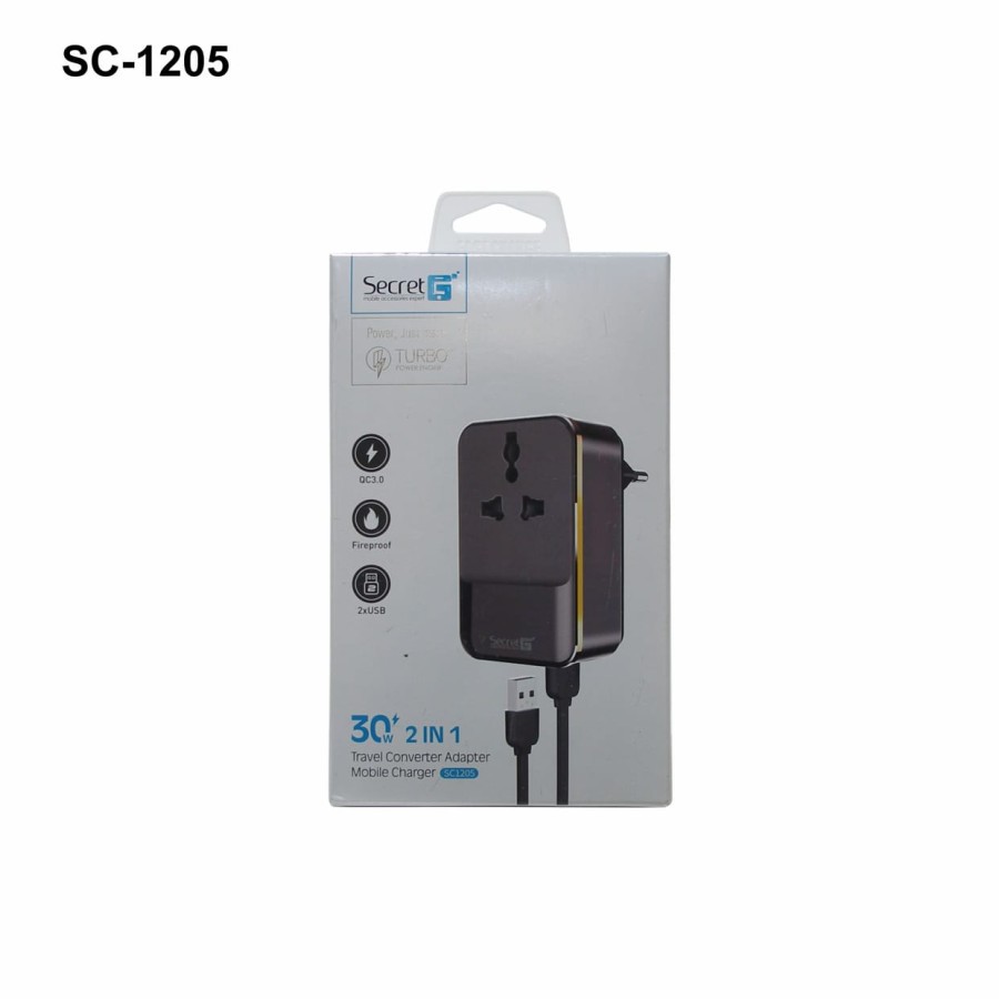 onverter adaptor travel universal Secret-G SC1205 2in1 QC 3.0 2 USB Port