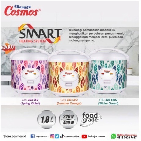 Cosmos Magic Com Rice Cooker 1.8 Liter CRJ-323 CRJ323 CRJ 323