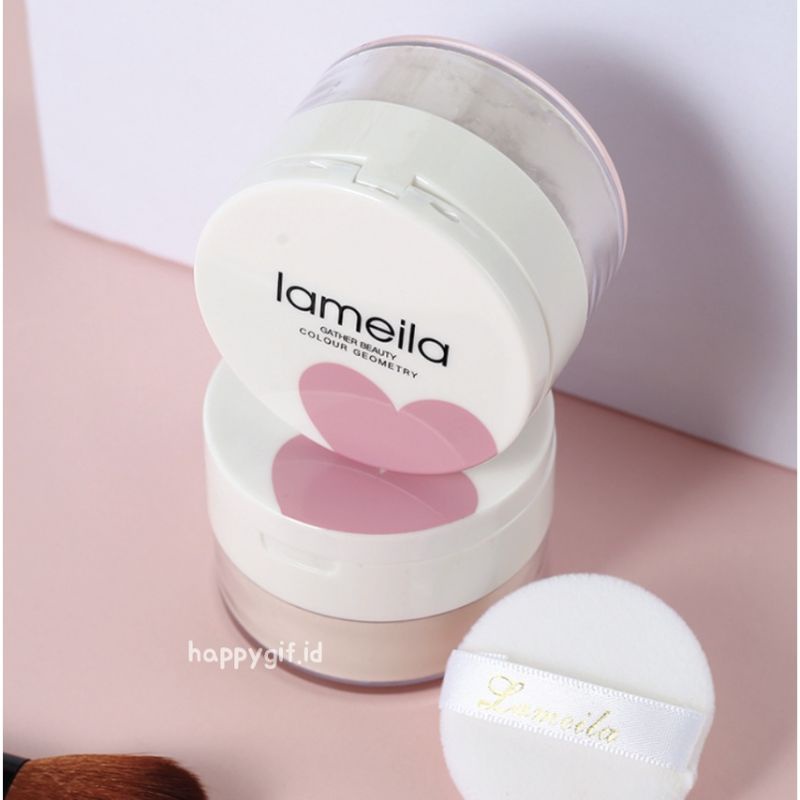 LAMEILA Bedak sakura Makeup base Oil control Powder dengan kaca