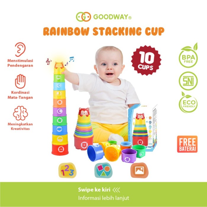 GOODWAY Stacking Cup Baby Toys Mainan Edukatif Bayi / Anak Cup Susun