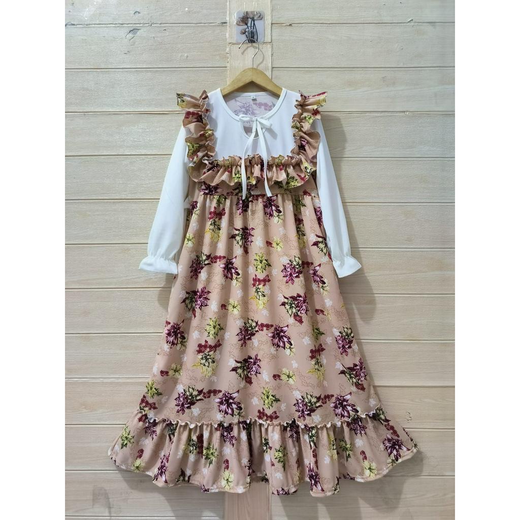 MOMOGI- GAMIS FLORAL OLIVER / GAMIS MAXI ANAK PEREMPUAN VOXY PREMIUM / Usia 3-13thn