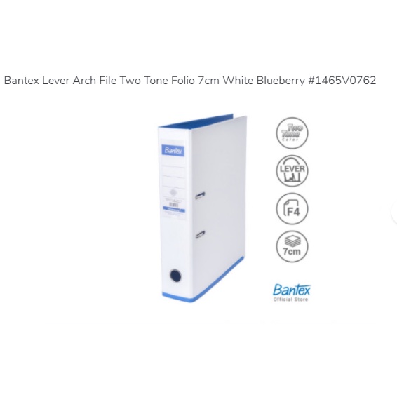 

Bantex Lever Arch File Two Tone Folio 7cm White Blueberry #1465V0762