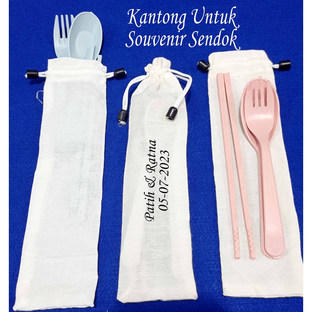 KANTONG POUCH BLACU SENDOK SOUVENIR SENDOK GARPU SUMPIT
