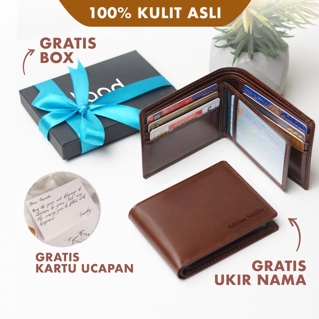 DOMPET AZURE PRIA KULIT ASLI ORIGINAL 100% PREMIUM MODEL LIPAT KEREN - GRATIS UKIR NAMA