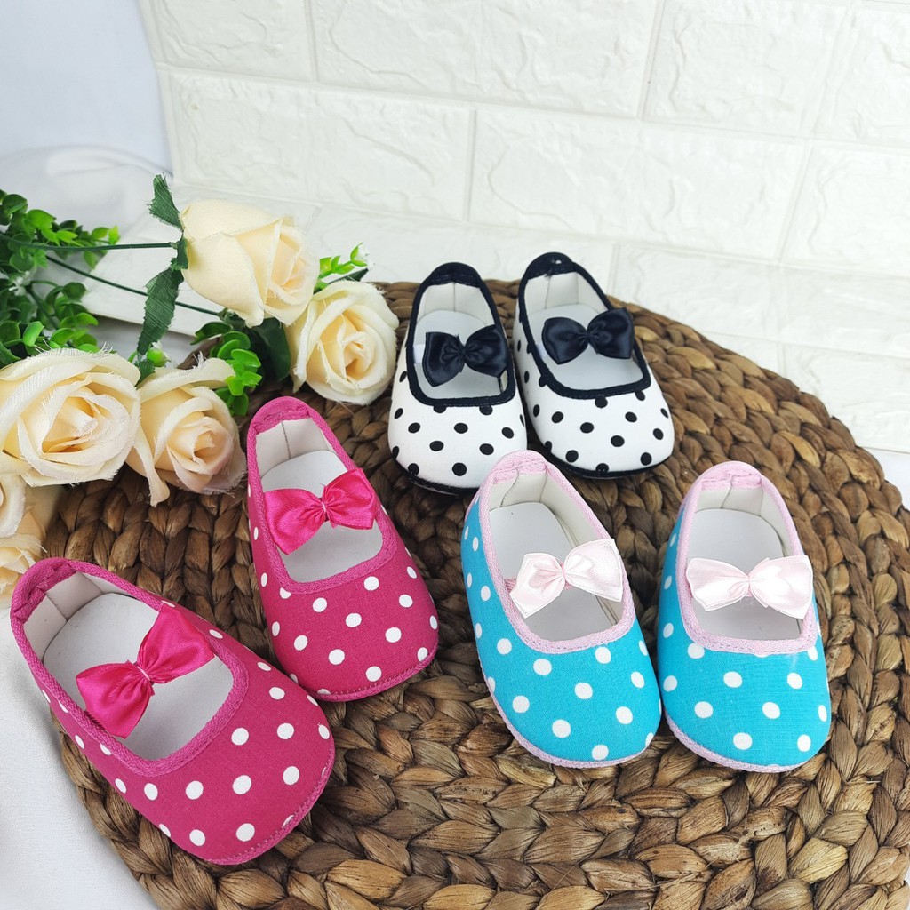 [TAMAN SEPATUKU] SEPATU TRENDY MURAH PREWALKER ANAK PEREMPUAN 0-12 BULAN MOTIF POLKADOT  FPX08