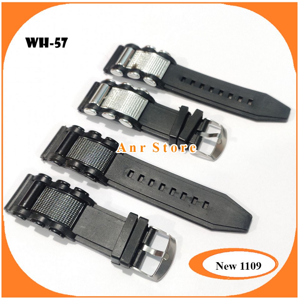 Tali karet Jam Tangan 24mm Rubber Strap Fashion Hitam Bagus