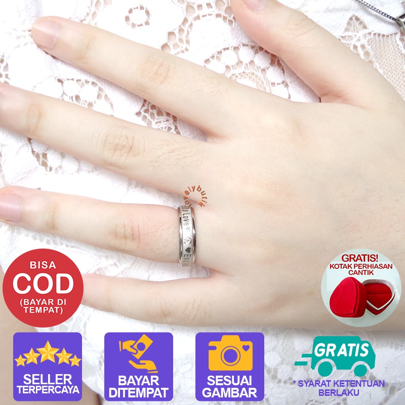 Lovelybutik Cincin Titanium Anti Karat 3Ndless Love Cincin couple Titanium Model Mata Satu