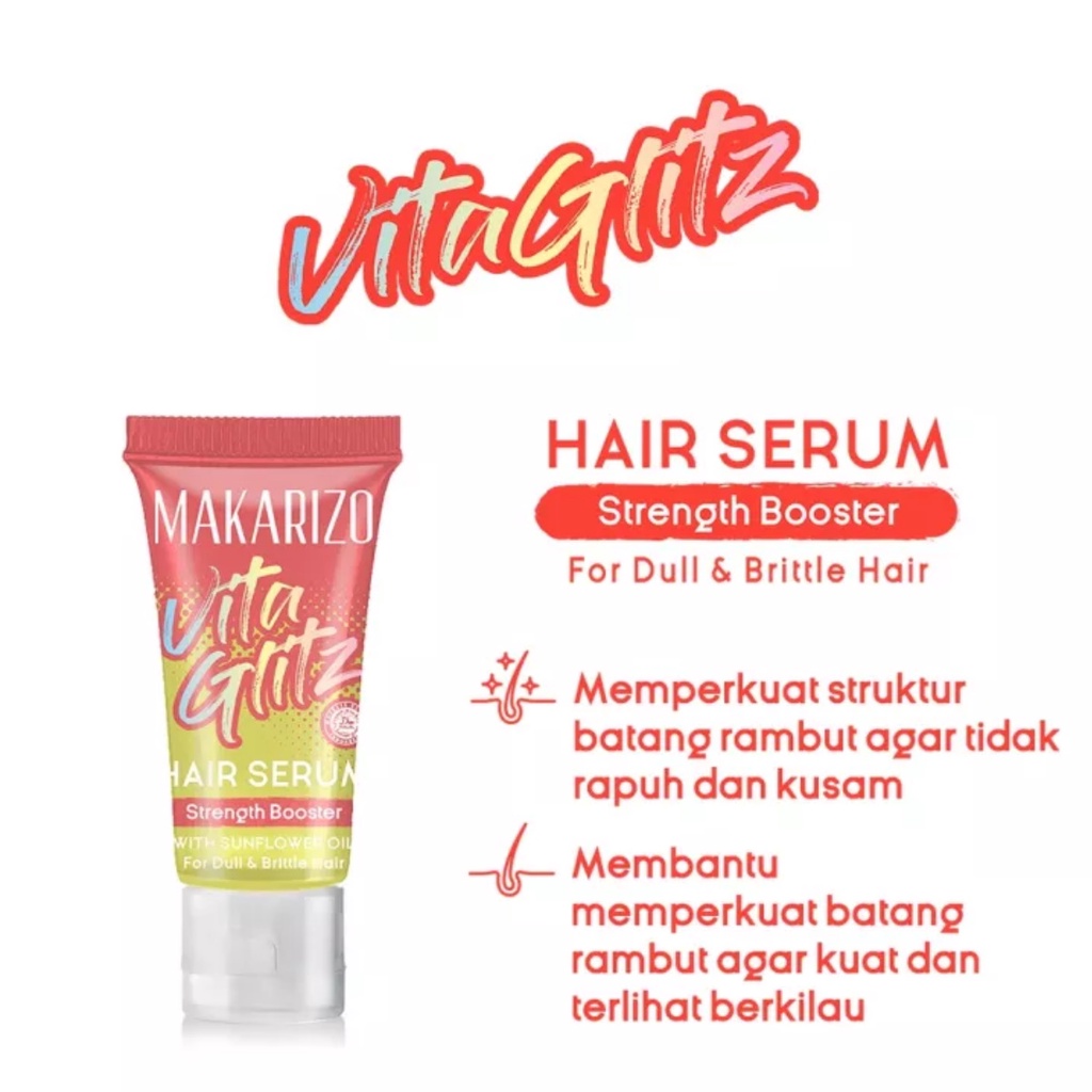 Makarizo Vitaglitz Hair Serum Strength Booster | Shine Reflect Enhancer 8ml | Serum Untuk Rambut