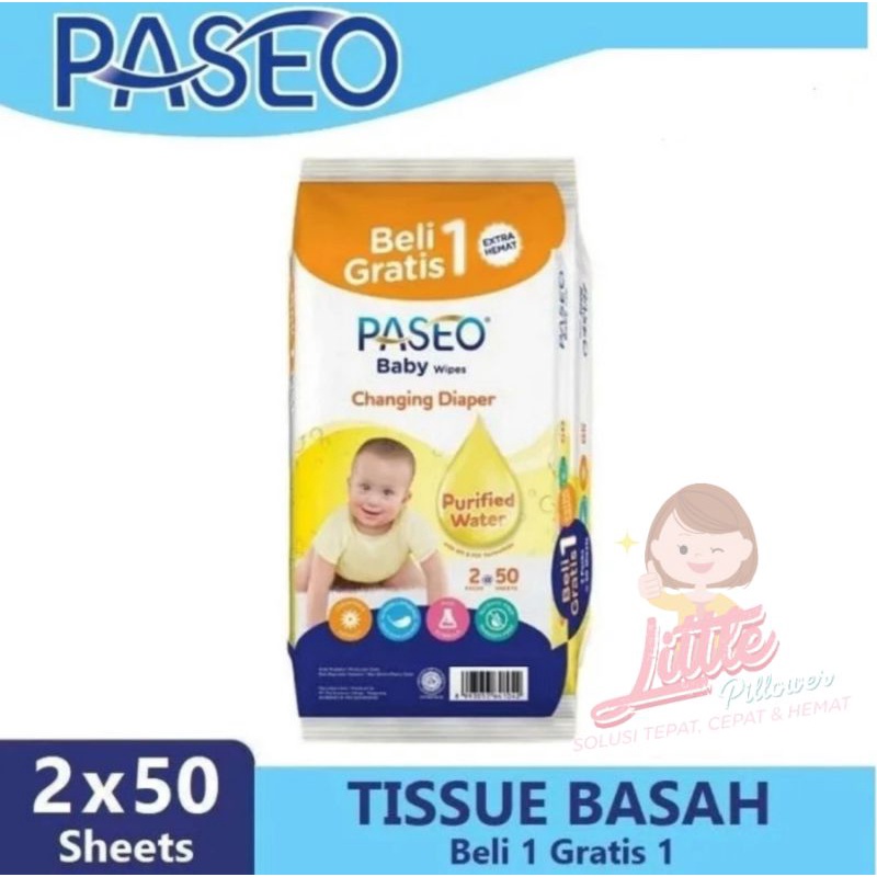 (TISU BASAH) BUY 1 GET 1FREE TISSUE TISSU TISU PASEO PASEO BABY WIPES 50SHEET/ TISU BASAH 50 LEMBAR