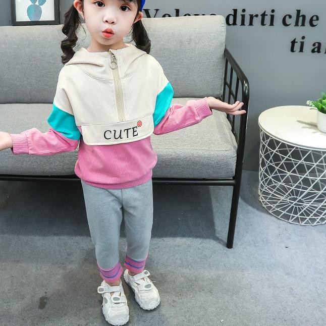 ♙ [Cocobaby Jakarta] Setelan Tunik Anak Perempuan/Baju Anak Tanggung/Set Hoodie Lucu/Baju Import ➸