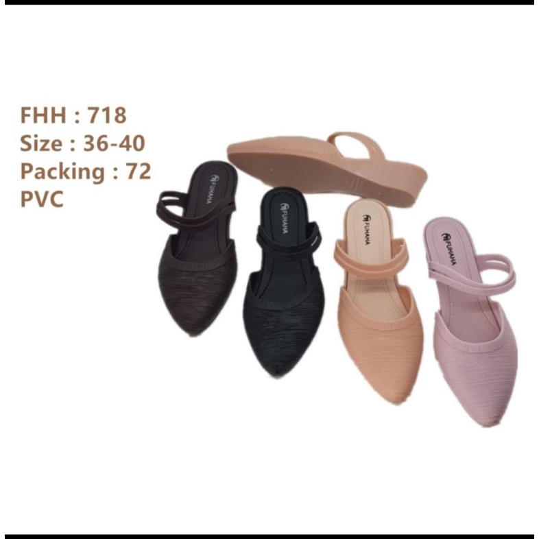 Sandal Selop Jelly Wedges Wanita Fuhaha 718