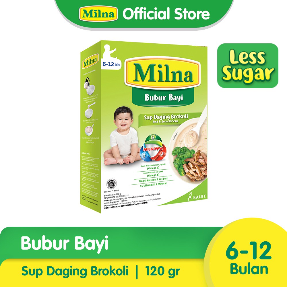 Milna Bubur Reguler 6+ 8+ Milna Bubur Bayi 120gr