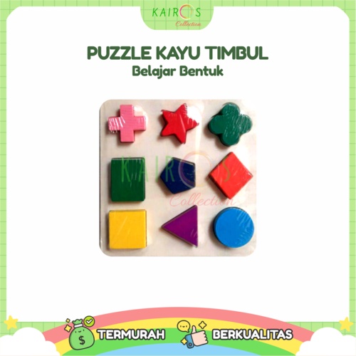 Puzzle Anak Timbul Kayu Belajar Shape (Bentuk)